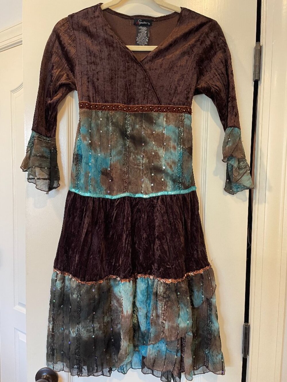 Girl's Teal/Brown Dress